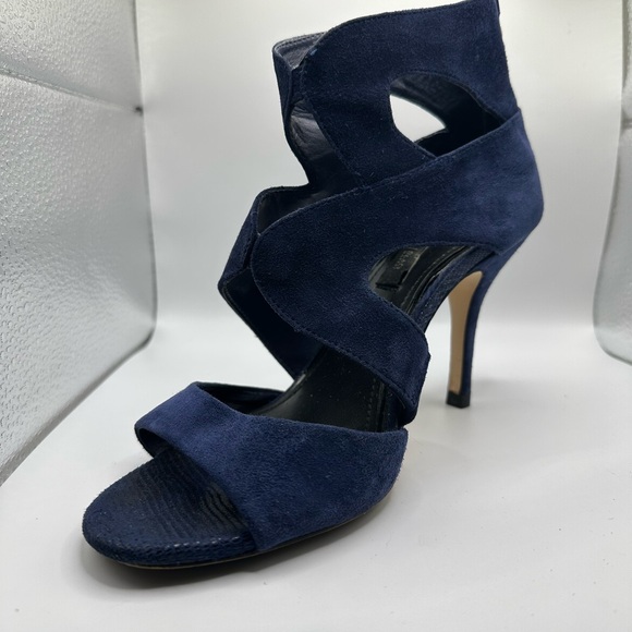 WHBM Blue Suede Caged Heels - Picture 11 of 12